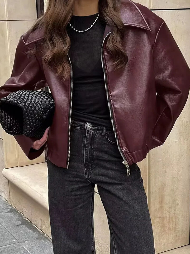 Belle faux leather jacket for women – Sustainable Outerwear